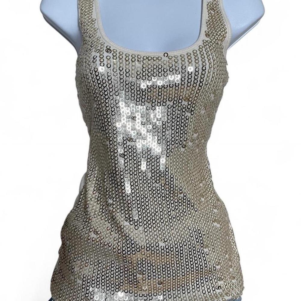 Y2K Express Gold Sequin Front Tank